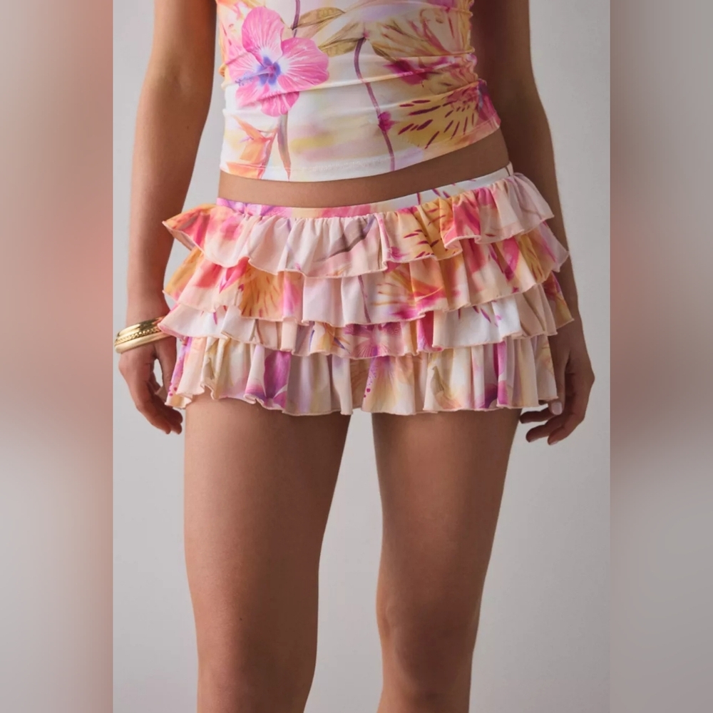 Urban Outfitters Out From Under Cammy Ruffle Trim Micro Skort Size M New